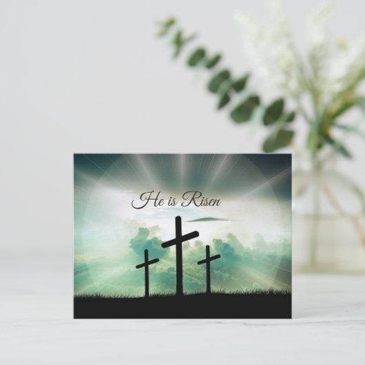 Hij is verrezen, religieus kruist het Briefkaart v (Staand voorkant)
