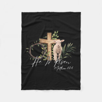 Hij is verrezen schaapslam en kruist Jezus Christe Fleece Deken