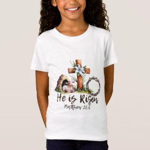 Hij is verrezen schaapslam en kruist Jezus Christe T-shirt