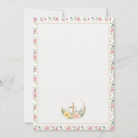 Hij is verrezen Waterverf paasbloemen, religieus Aankondiging (Achterkant)