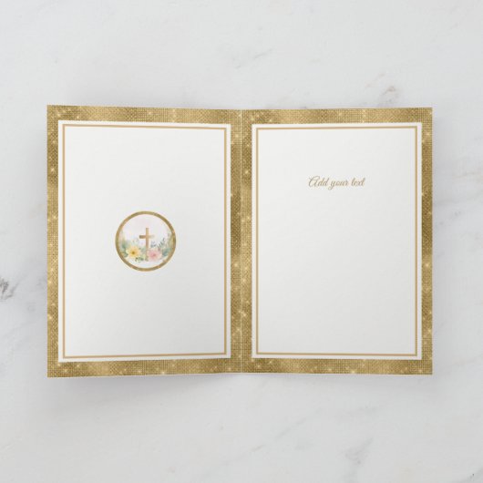 Hij is verrezen Waterverf paasbloemen, religieus Notitiekaartje (Binnen)