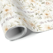 Hij is verrezen | Witte bloemen Cadeaupapier (Rol Hoek)