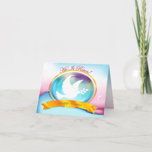 Hij is verrezen! Witte Duif van Vrede Happy Easter Feestdagen Kaart (Voorkant)