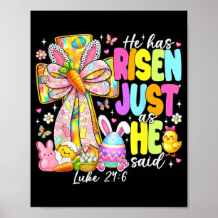 Hij is verrezen zoals hij zei paashaas kruis ooste poster