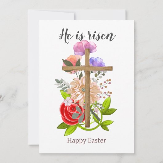 Hij is verstijfd, floreel hout Pasen, Religieus Feestdagenkaart (Voorkant)