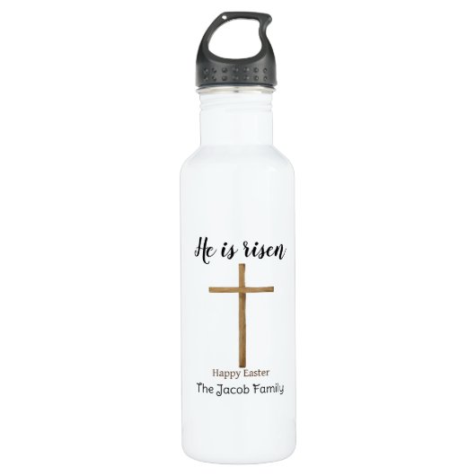 Hij is verstijfd, gelukkig Pasen voor familie, rel Waterfles (Voorkant)