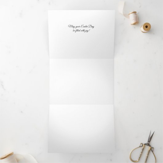 Hij is waarlijk verrezen Prettig Pasen met witte l Drieluik Wenskaart (Binnen)