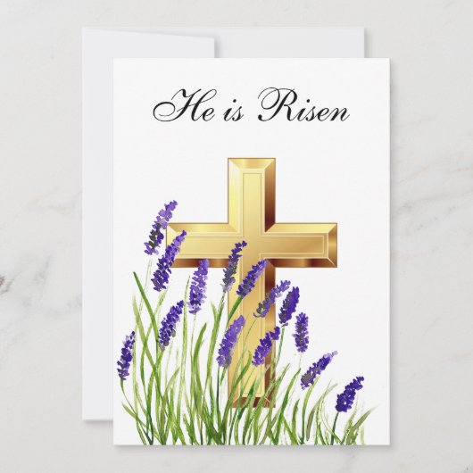 Hij is Waterverf Paaslavendelkruis Kaart (Voorkant)