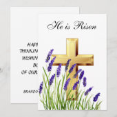 Hij is Waterverf Paaslavendelkruis Kaart (Voorkant / Achterkant)