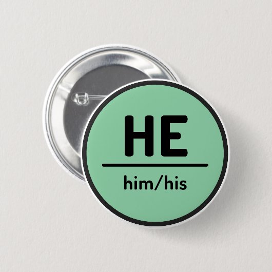 Hij is zijn ronoun Button - groen (Voorkant /achterkant)