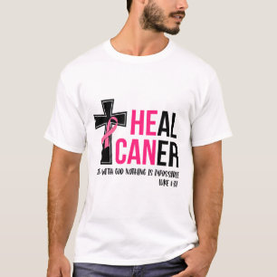 Hij kan kanker Christelijk met lint borstkanker ge T-shirt