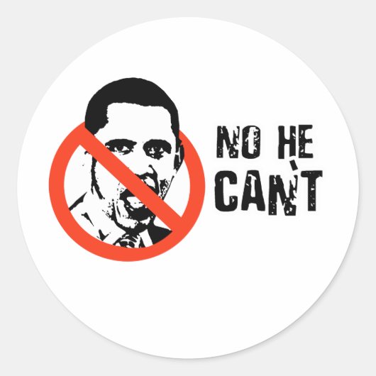 HIJ KAN NIET RONDE STICKER (Voorkant)