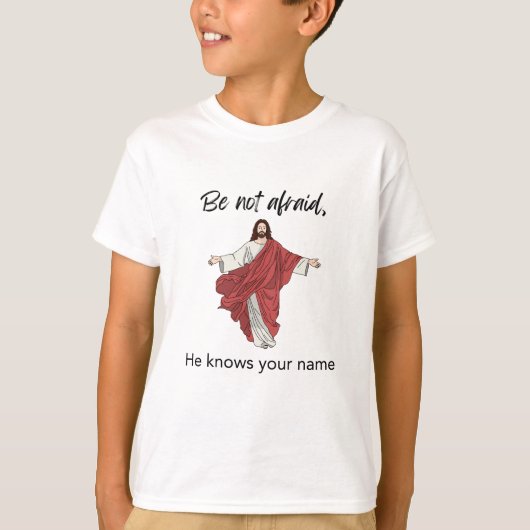 Hij kent jouw naam t-shirt (Voorkant)