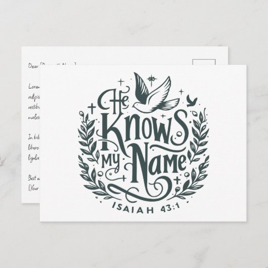 Hij kent mijn naam briefkaart (Voorkant / Achterkant)