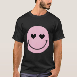 Hij kijkt naar Happy Face's dag hij T-shirt