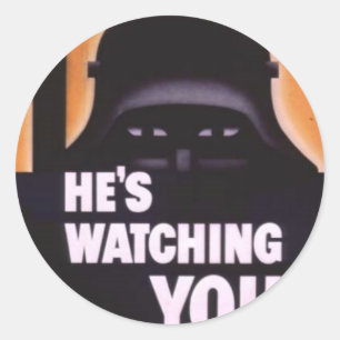 Hij kijkt naar je propaganda ronde sticker