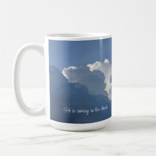 Hij komt in de wolken Christelijke citaat Koffiemok