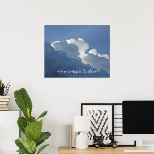 Hij komt in de wolken Christelijke citaat Poster