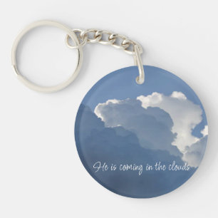 Hij komt in de wolken Christelijke citaat Sleutelhanger