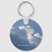 Hij komt in de wolken Christelijke citaat Sleutelhanger (Achterkant)