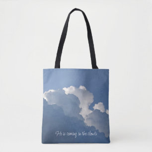 Hij komt in de wolken Christelijke citaat Tote Bag