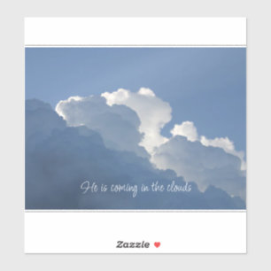 Hij komt in de wolken Christelijke spreuk Sticker