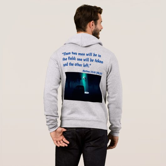 Hij komt Mannen Gray Zipper Hoodie (Achterkant volledig)