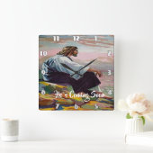 HIJ KOMT SNEL Christelijk geloof AAN. Vierkante Klok (Huis)