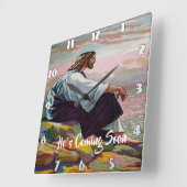 HIJ KOMT SNEL Christelijk geloof AAN. Vierkante Klok (Hoek)