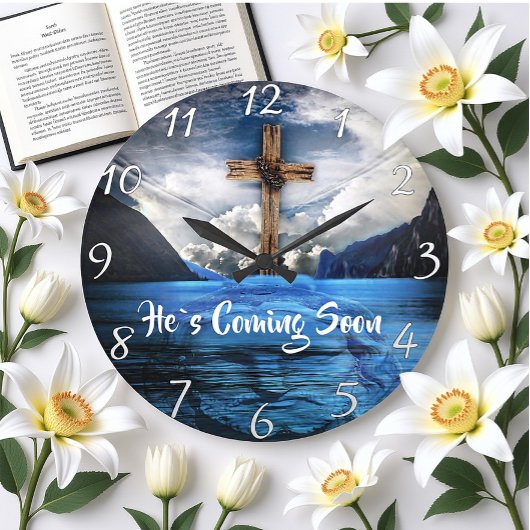 HIJ KOMT SOON Jezus in het rimpelwater. Grote Klok