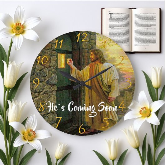 HIJ KOMT ZO'N Jezus BIJ JE Deur. Grote Klok