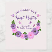 Hij laat haar hart fladderen Vlinderthema bruidsfe Wijn Etiket (Enkel label)