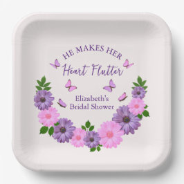Hij laat haar hart fladderen Vlinderthema Bruidsme Papieren Bordje