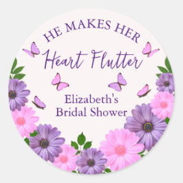 Hij laat haar hart fladderen Vlinderthema Bruidsme Ronde Sticker
