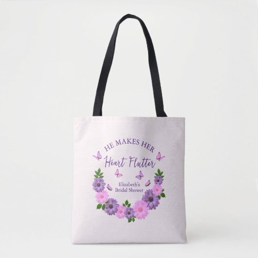 Hij laat haar hart fladderen Vlinderthema Bruidsme Tote Bag (Voorkant)