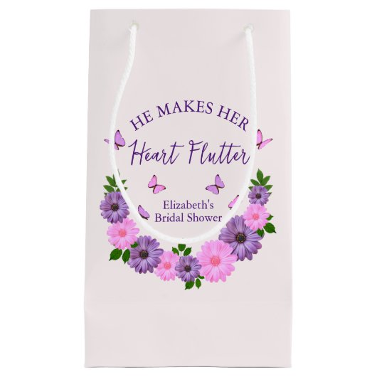 Hij laat haar hart fladderen Vlindervlucht Bruidsf Klein Cadeauzakje (Voorkant)