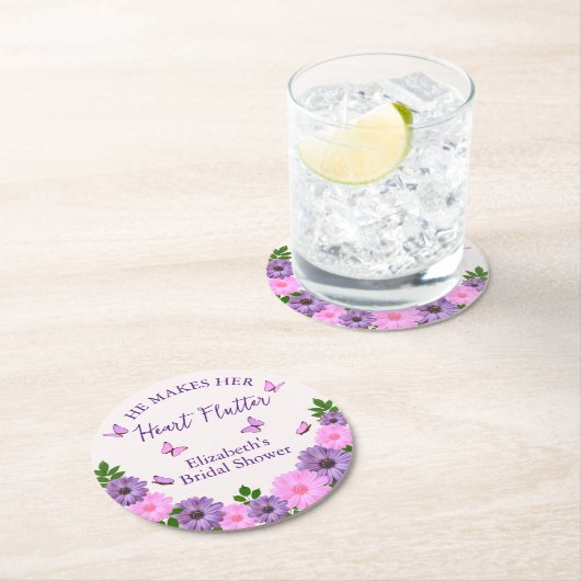 Hij laat haar hart sneller kloppen Vlinderthema br Ronde Kartonnen Onderzetter (Insitu)