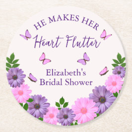 Hij laat haar hart sneller kloppen Vlinderthema br Ronde Kartonnen Onderzetter