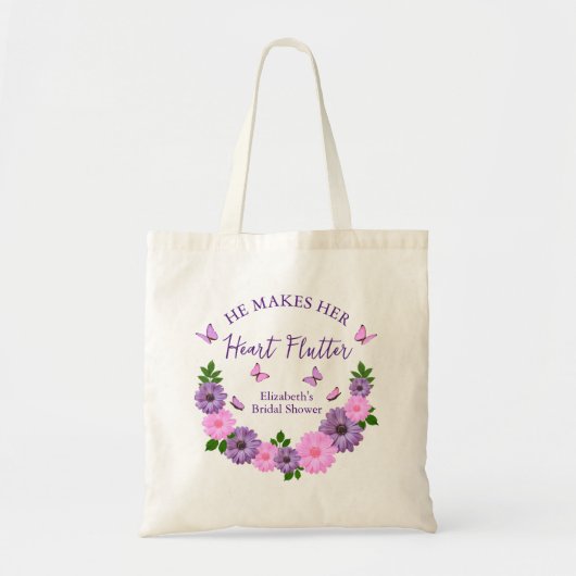 Hij laat haar hart sneller kloppen Vlinderthema Br Tote Bag (Voorkant)