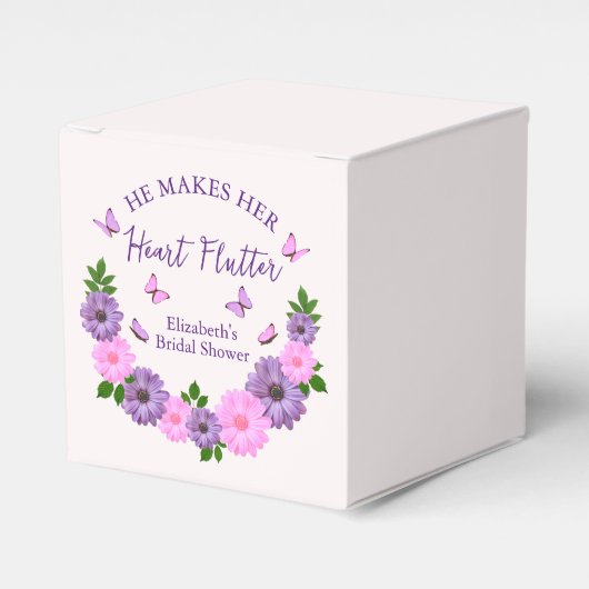 Hij laat haar hart vlinderslag Vrijgezellenfeest Bedankdoosjes (Voorkant Zijde)