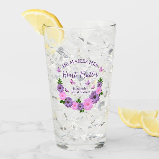 Hij laat haar hart vlinderslag Vrijgezellenfeest Glas (Voorkant ijs)