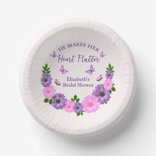 Hij laat haar hart vlinderslag Vrijgezellenfeest Papieren Kommen (Voorkant)