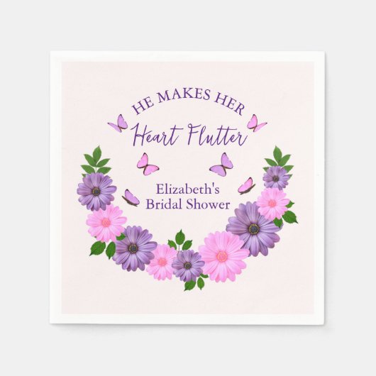 Hij laat haar hart vlinderslag Vrijgezellenfeest Servet (Voorkant)