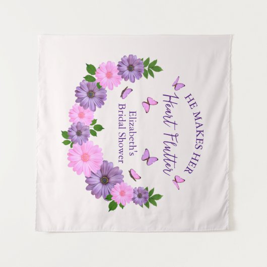 Hij laat haar hart vlinderslag Vrijgezellenfeest Wandkleed (Voorkant (horizontaal))