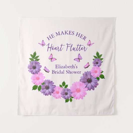 Hij laat haar hart vlinderslag Vrijgezellenfeest Wandkleed (Voorkant)