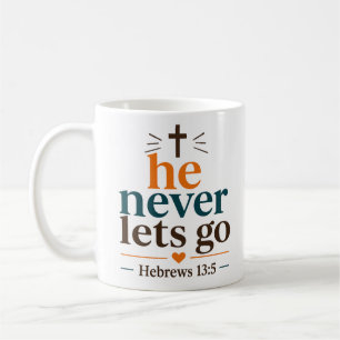 Hij Laat Nooit Los Inspirerende Christelijke Spreu Koffiemok
