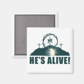 Hij leeft! Christelijk Pasen Pasen Jezus Leeg Magneet (Voorkant / Achterkant)