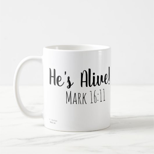 Hij leeft Mark 16:11 Koffiemok (Links)