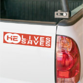 HIJ leeft van hem en redt hem | Kruis | Jezus Bumpersticker (Op Truck)