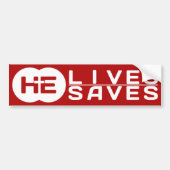 HIJ leeft van hem en redt hem | Kruis | Jezus Bumpersticker (Voorkant)
